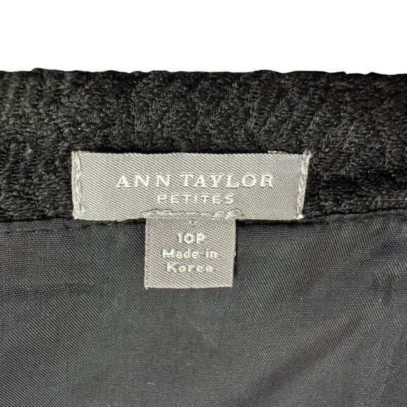 Ann Taylor Black Strapless Wool Blend Dress 10P Empire Waist Grosgrain Back Bow - Picture 11 of 13